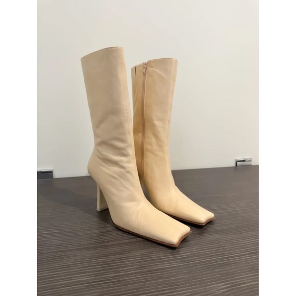 Miista Cream Heeled Boots - Picture 6 of 11